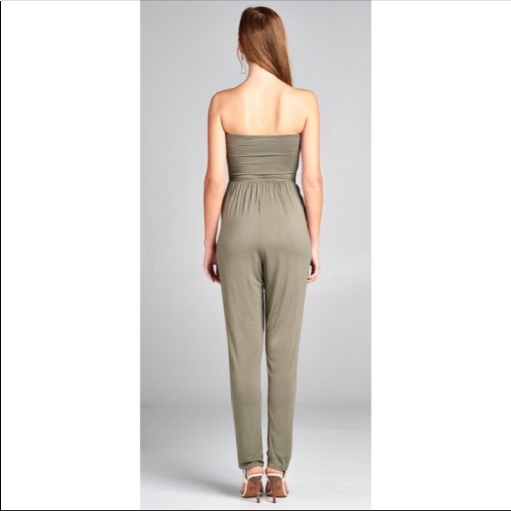 Donating in 2024/Olive Strapless Jumpsuit - Picture 3 of 4
